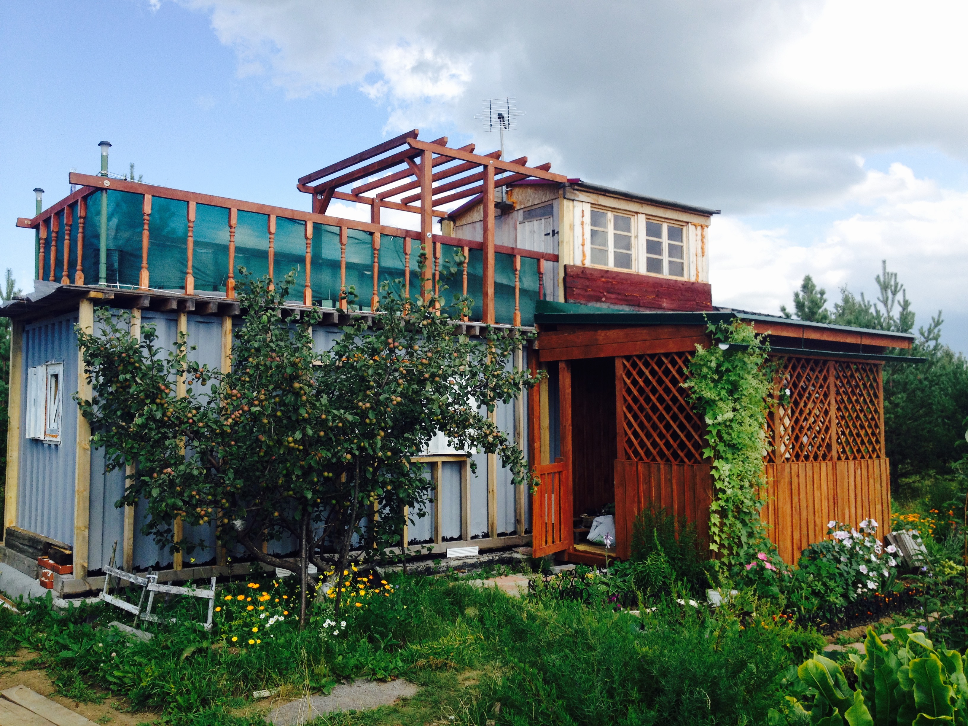 House from the container in the garden